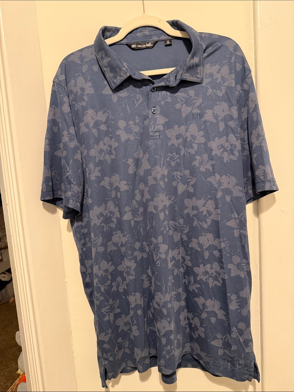 Travis Mathew Slate Blue Floral Polo